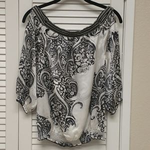 Beautiful Black and White Pure Silk Top